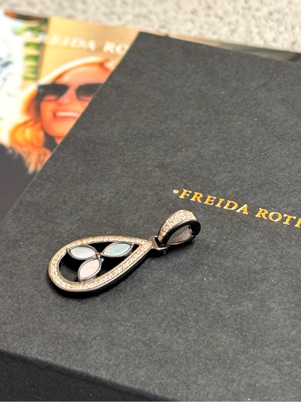 Freida Rothman MOTHER OF PEARL PETAL TEARDROP CHARM - Picture 3 of 10